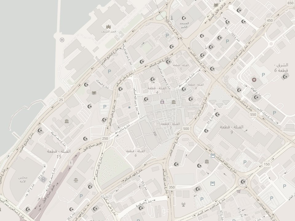 Map of Qibla, Kuwait City, showing Souk Al-Mubarakiya